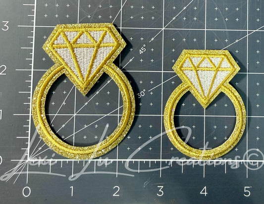 Gold Diamond Ring Embroidered Iron On Patch| Hat Patches