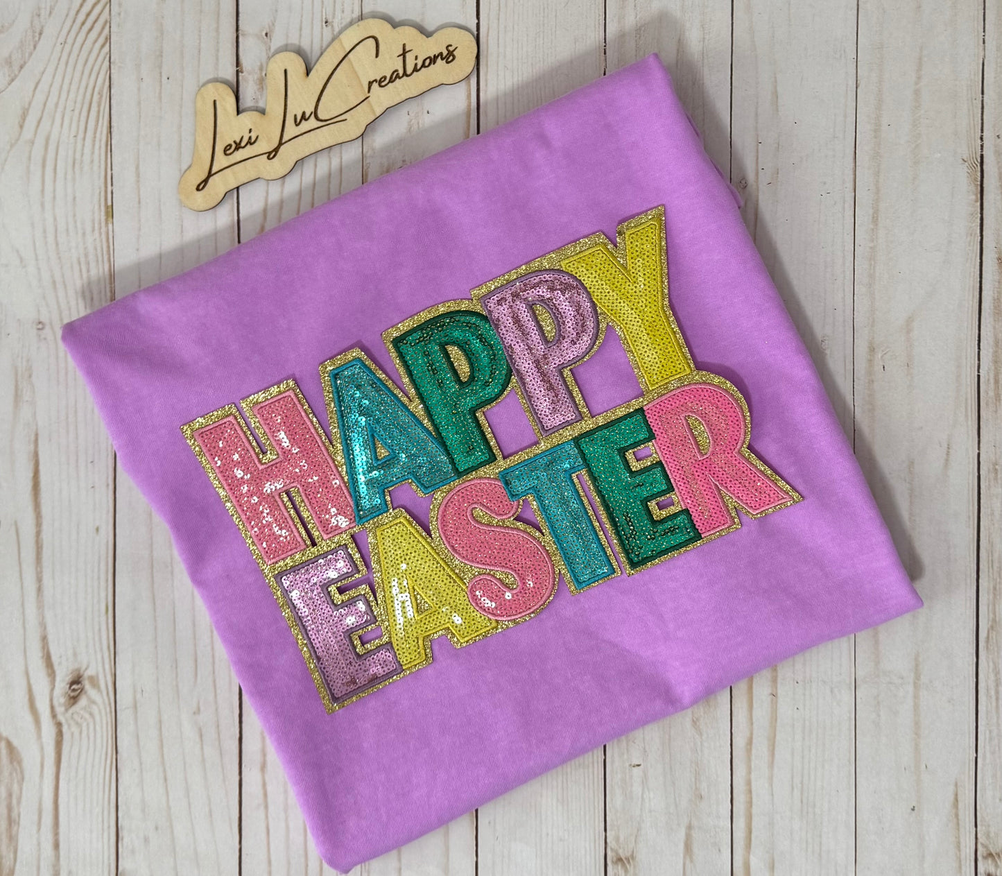 Happy Easter Sequin Patch Shirt