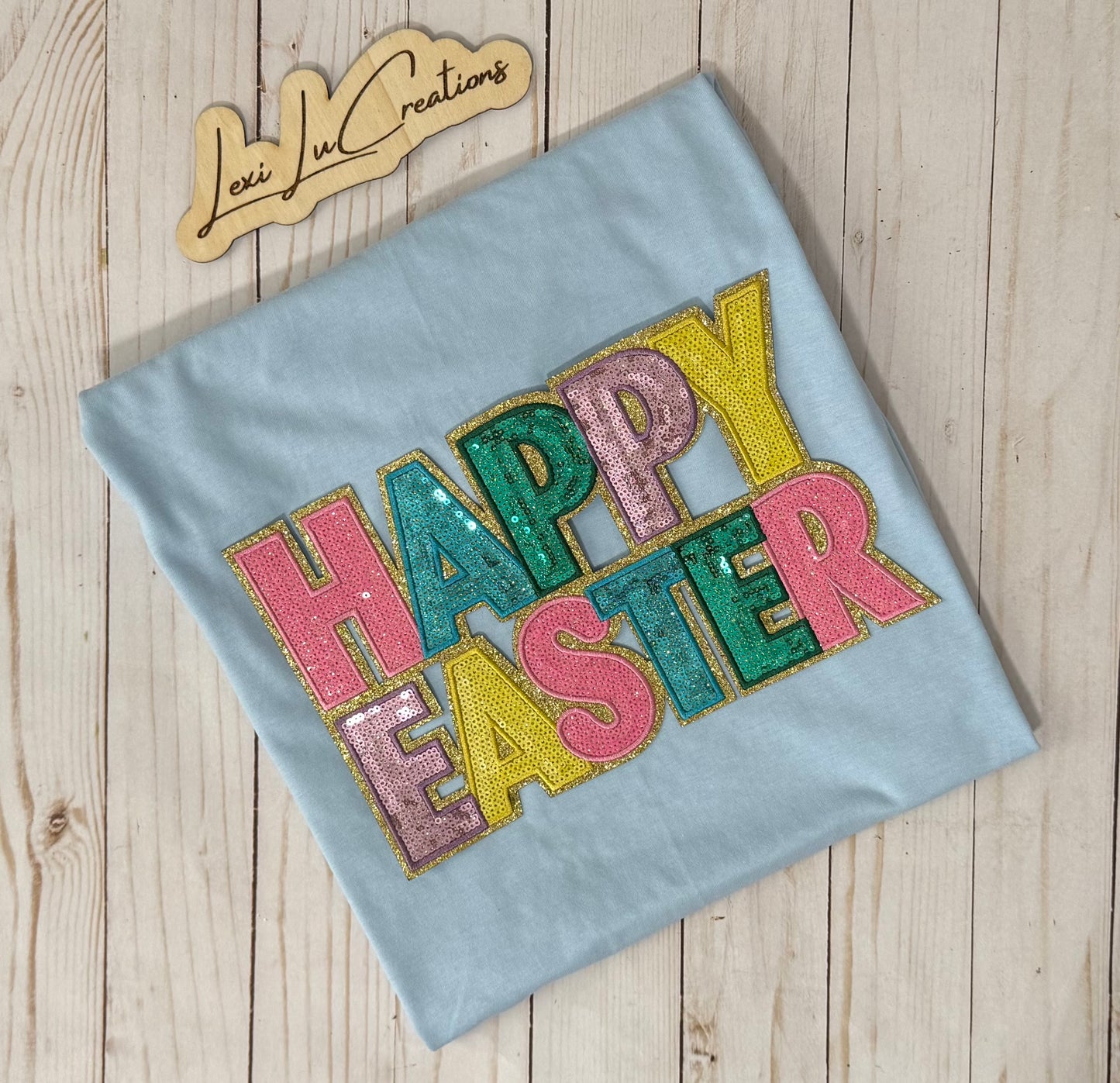 Happy Easter Sequin Patch Shirt