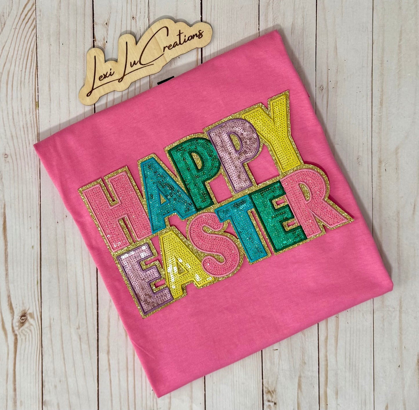 Happy Easter Sequin Patch Shirt