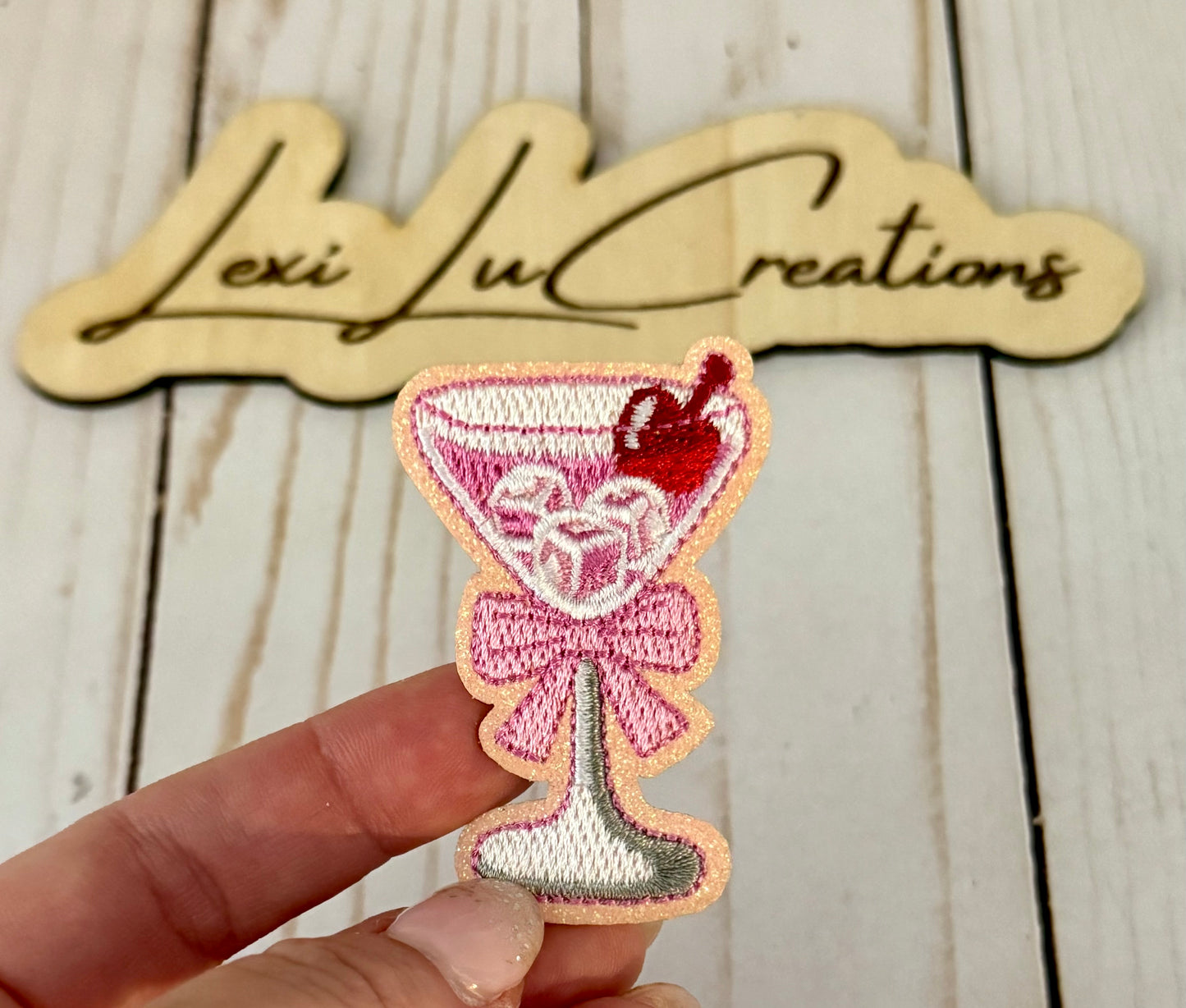 Pink Bow Martini Patch