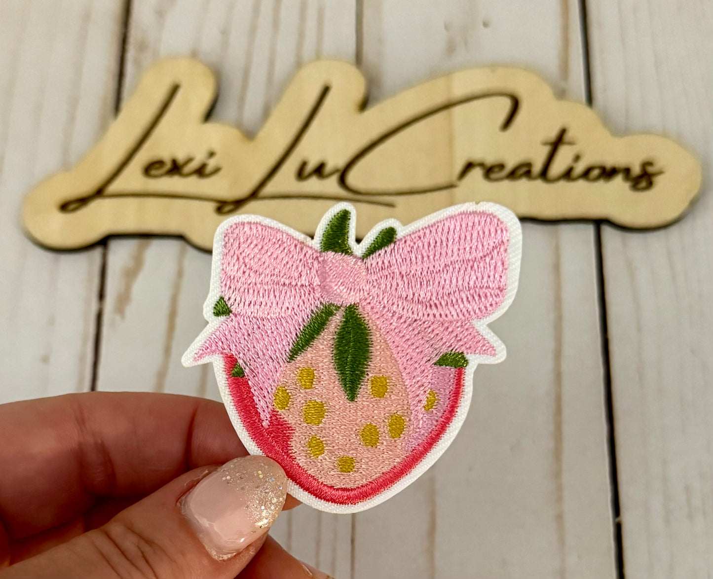 Strawberry Coquette Bow Hat Patch