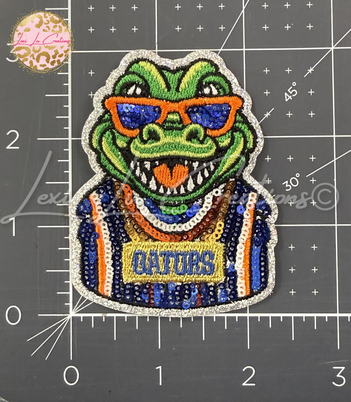 Gators Mascot Drip Sequin Hat Patch | Green Gator Game Day Iron-On Patch