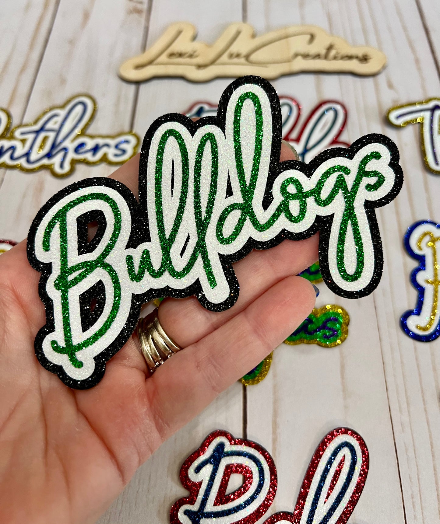 Script Custom Glitter Single Word Hat Patch
