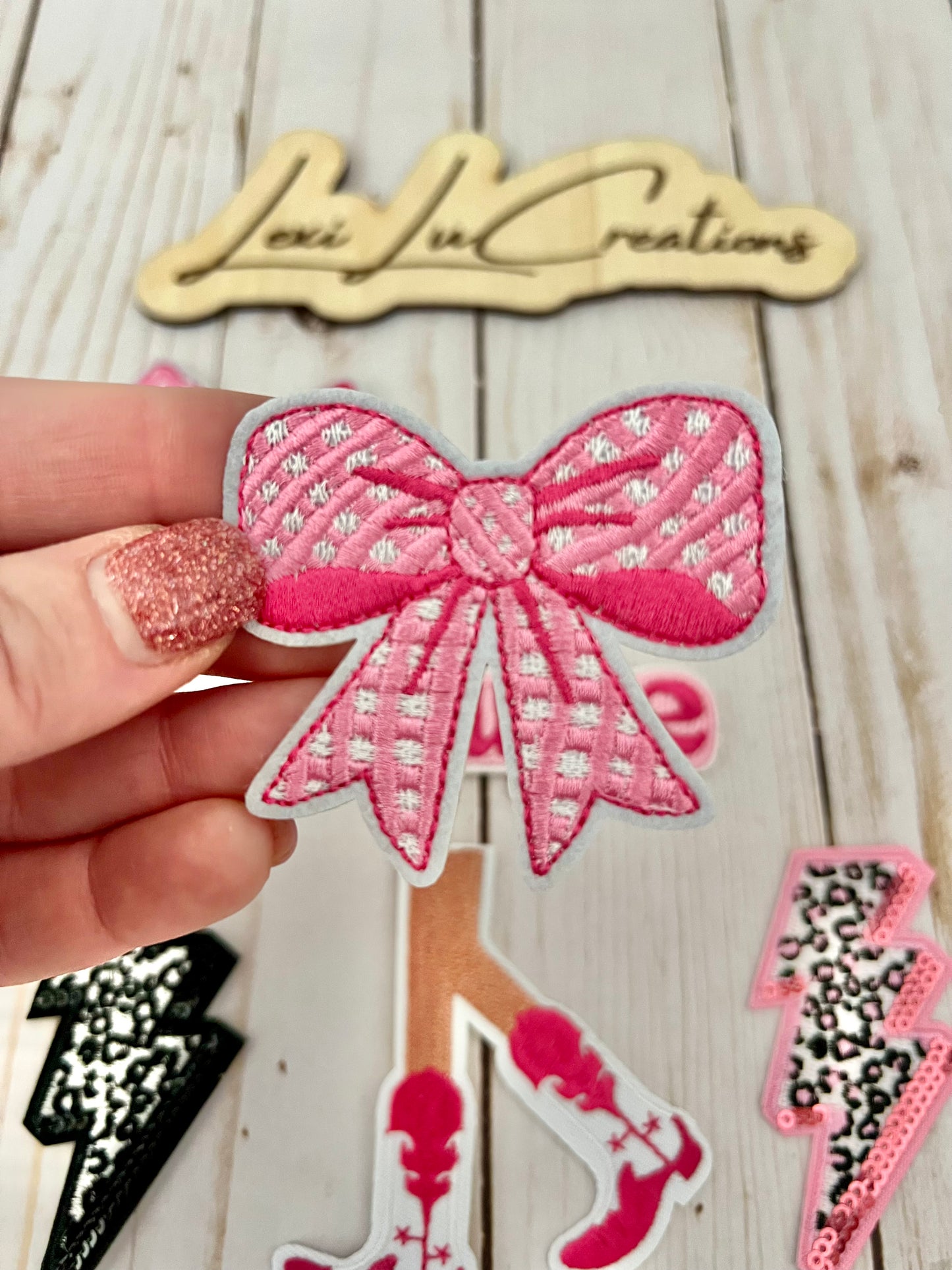 Pink Bow Hat Patches