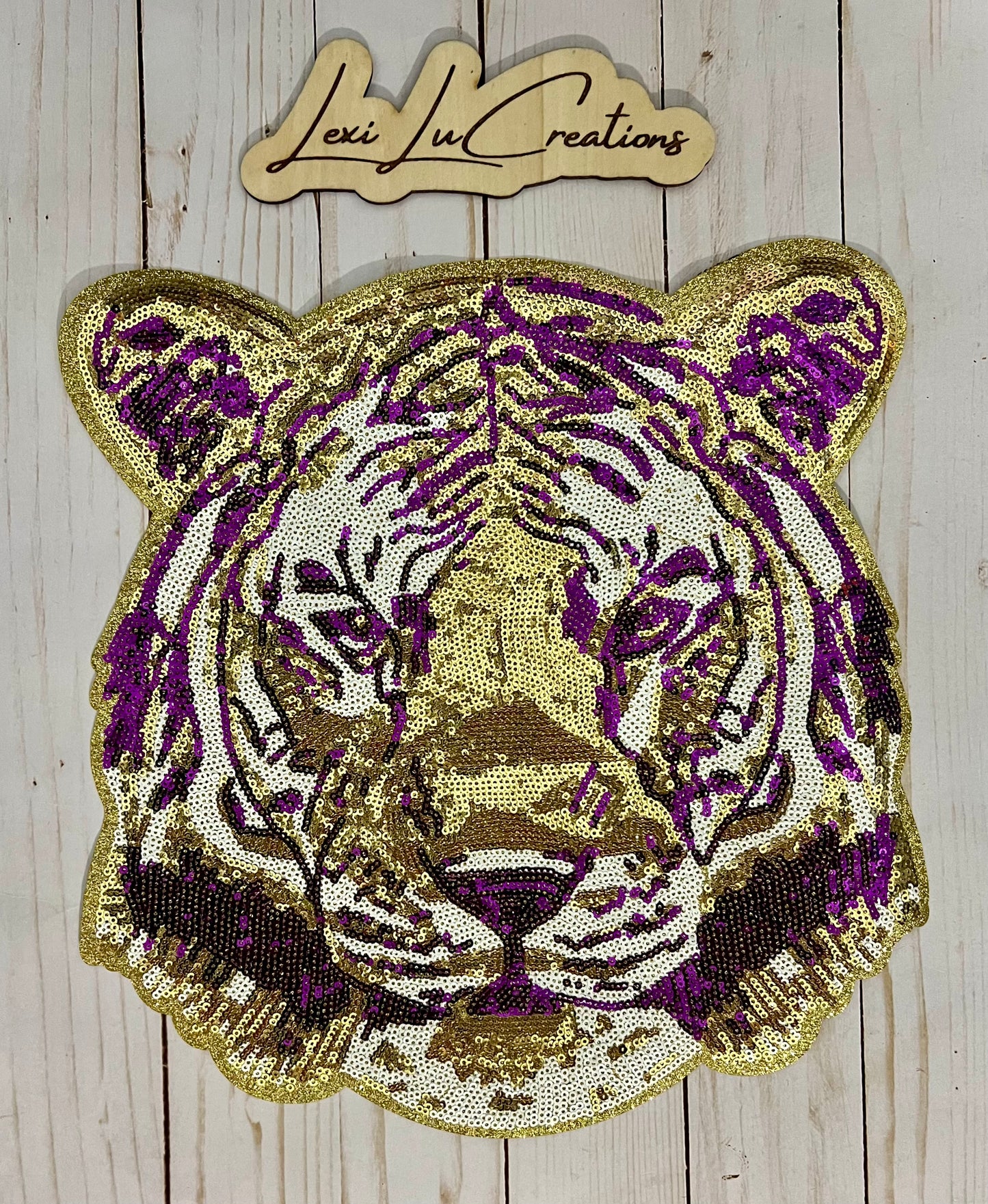 Gold and Purple Tiger Face Patch Shirt