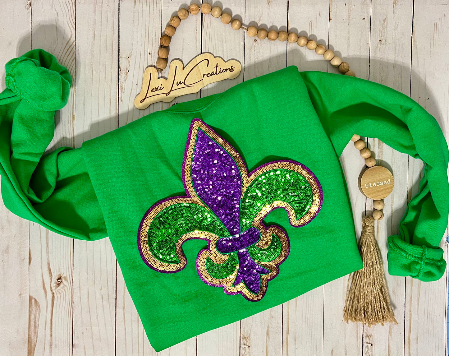 Mardi Gras Fleur De Lis Sequin Patch Shirt
