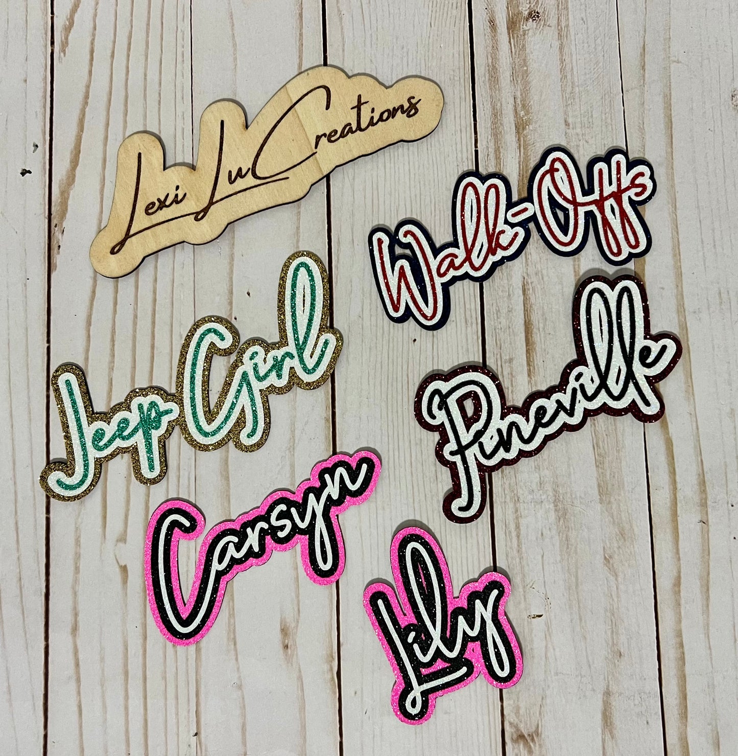 Script Custom Glitter Single Word Hat Patch