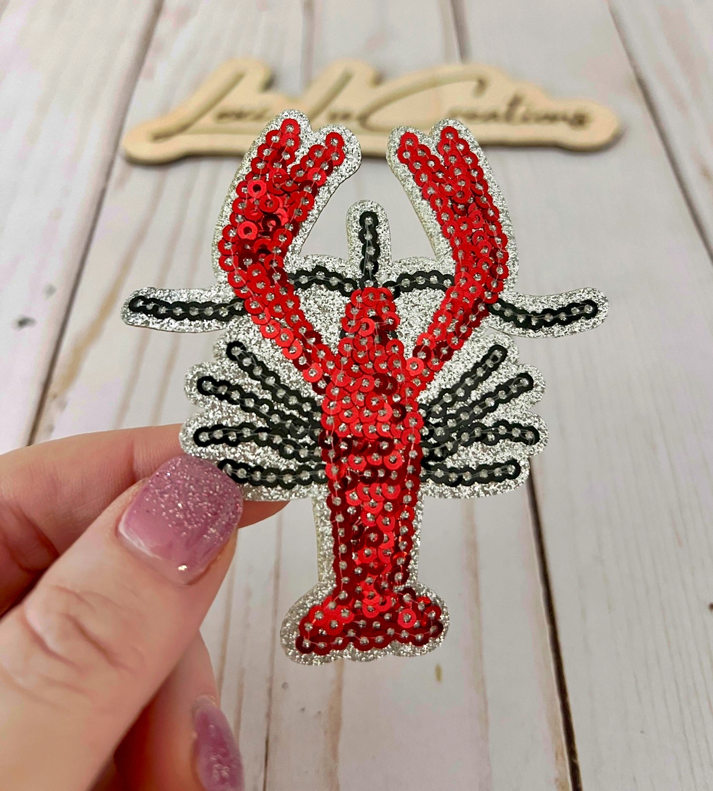 Crawfish Sequin Hat Patch
