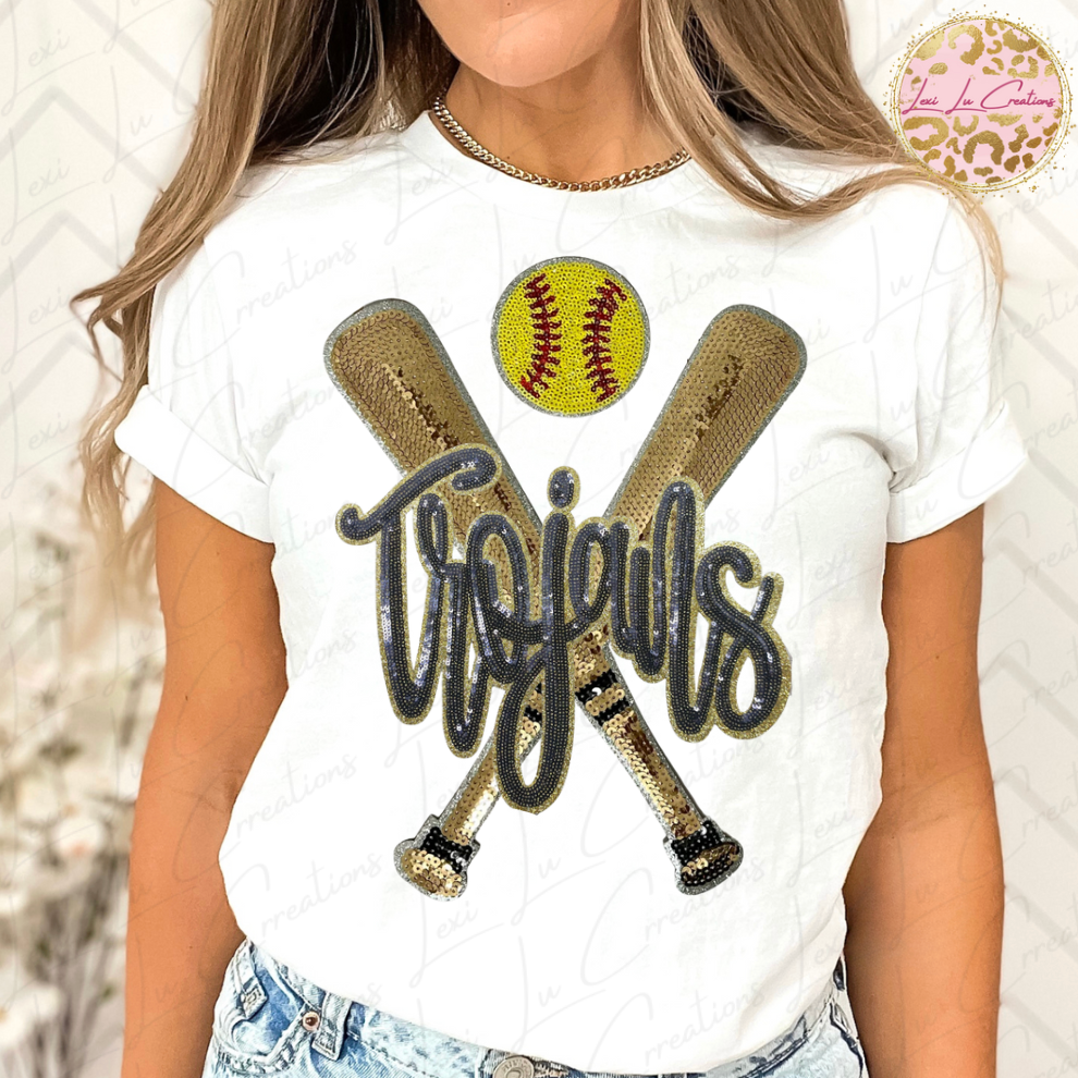 Trojans Navy Sequin Patch Shirt PREORDER