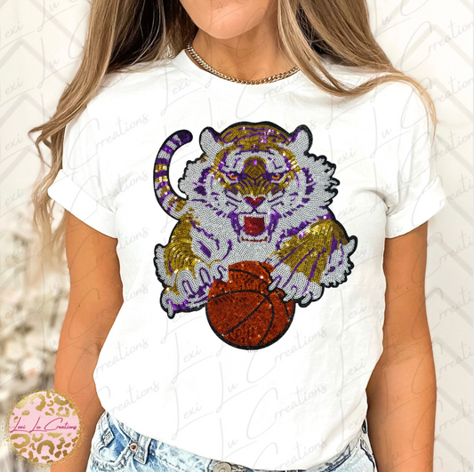 Tigers Basketball Sequin Patch Apparel
