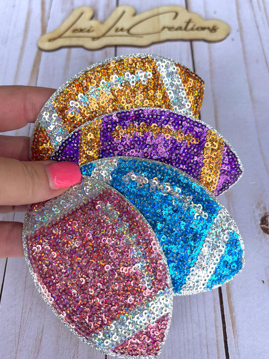 Football Sequin Iron On Patch | Game Day Hat Applique