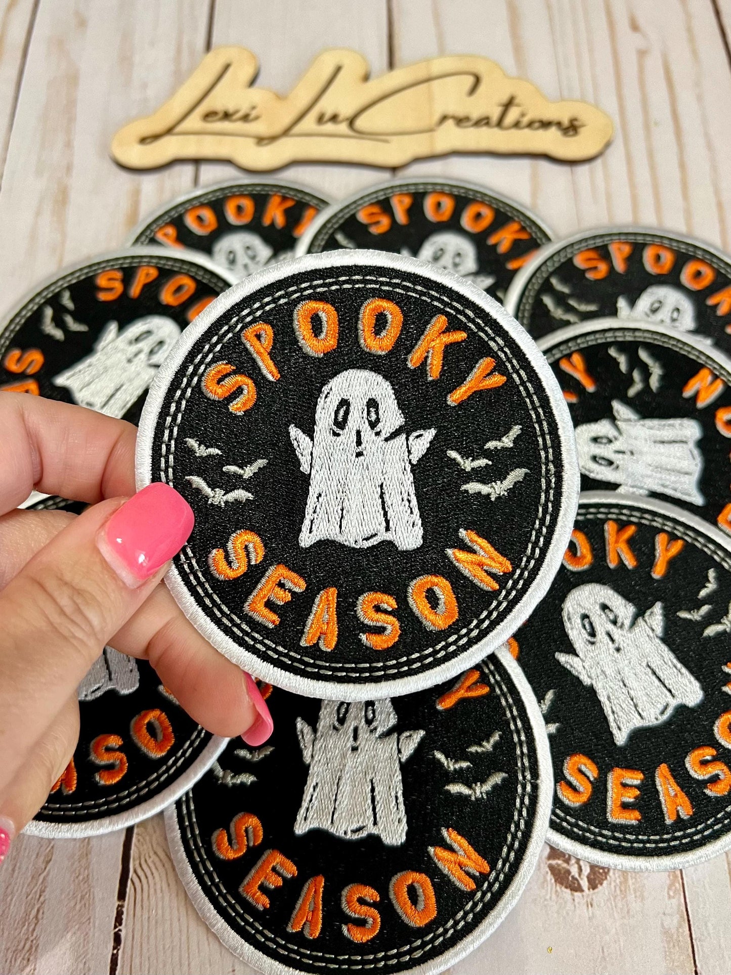 Spooky Season Ghost Embroidered Iron On Patch | Halloween