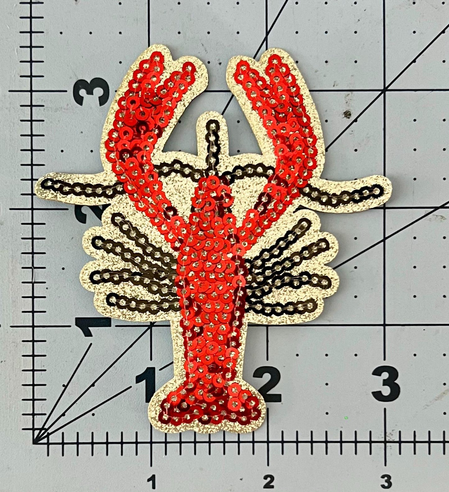 Crawfish Sequin Iron On Patch | Red Sequin Patch | LSU | Louisiana Patch | Mardi Gras