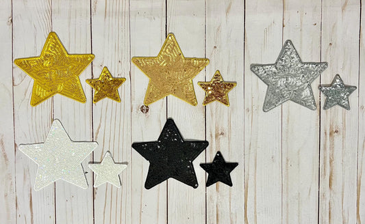 Large 5" Standard Quality Star Sequin Iron On Patch
