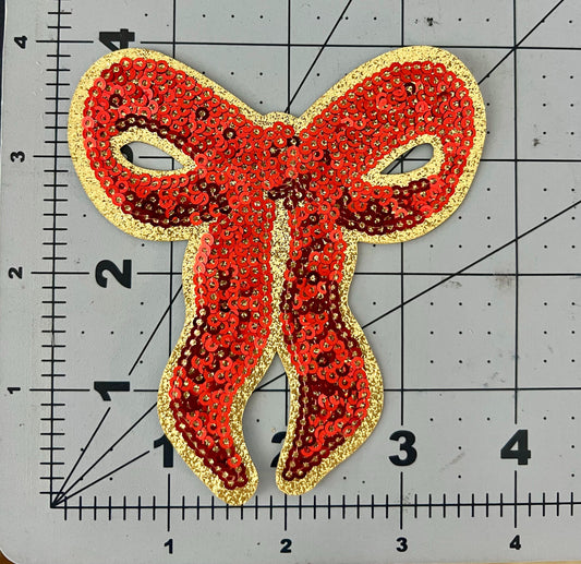Red and Gold Sequin Iron On Patch | Hat Patches | Coquette | Valentine's Day | Christmas
