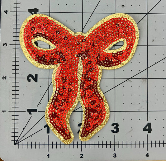 Red and Gold Sequin Iron On Patch | Hat Patches | Coquette | Valentine's Day | Christmas