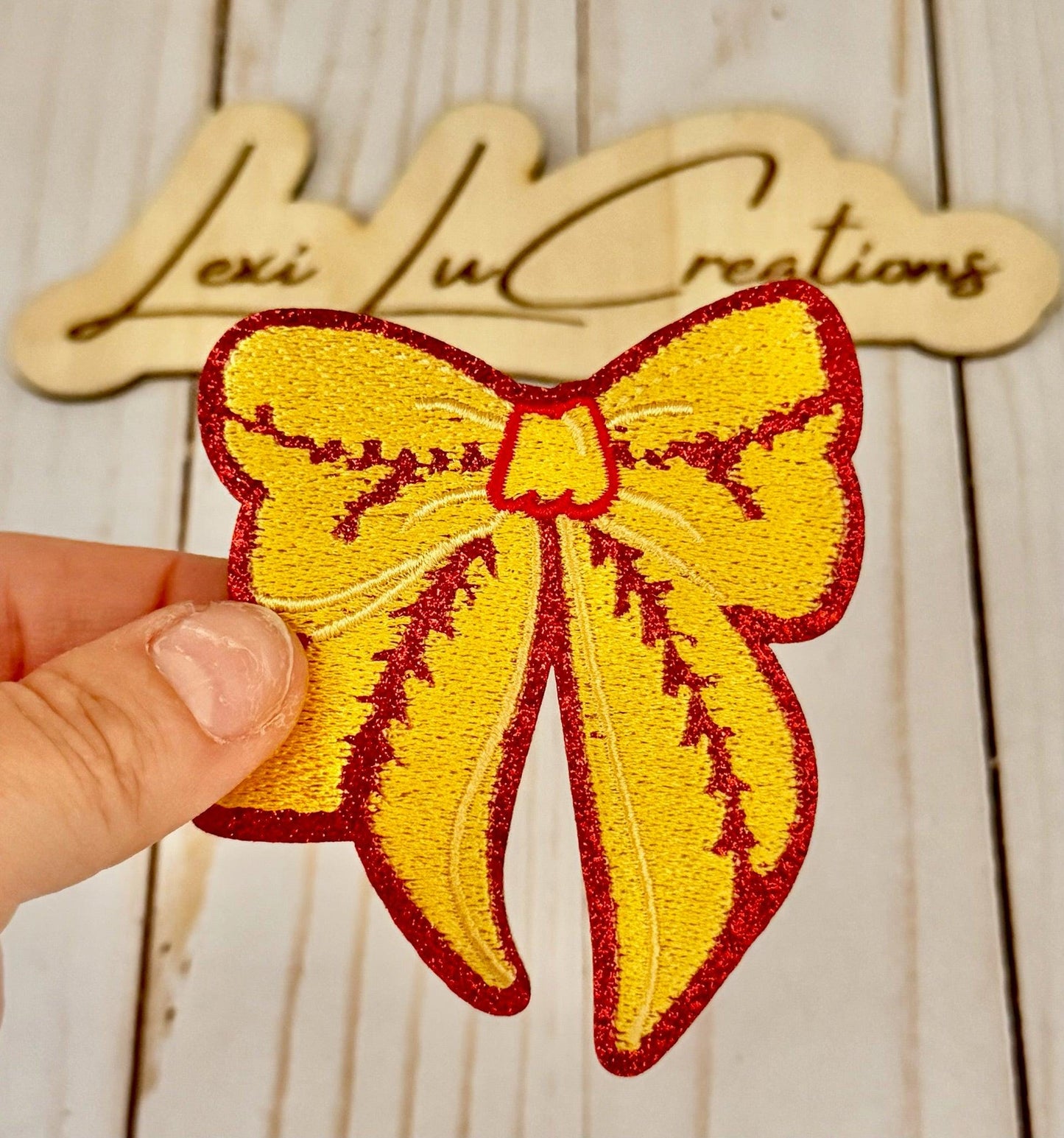 Softball Bow Hat Patch