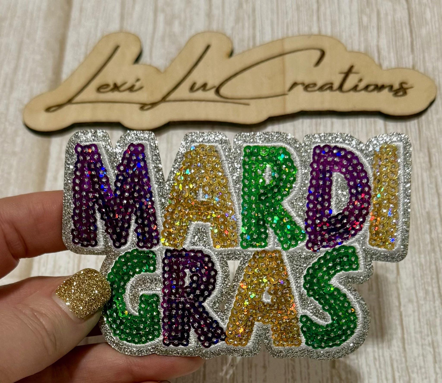 Mardi Gras Block Letter Hat Patch Iron On Applique