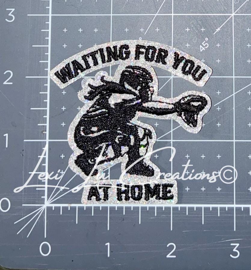 Waiting For You At Home Softball Catcher Hat Patch | Sports Mom Bling Patch | Softball Player Patch | Mom Hat Patch | Sports Mom Hat