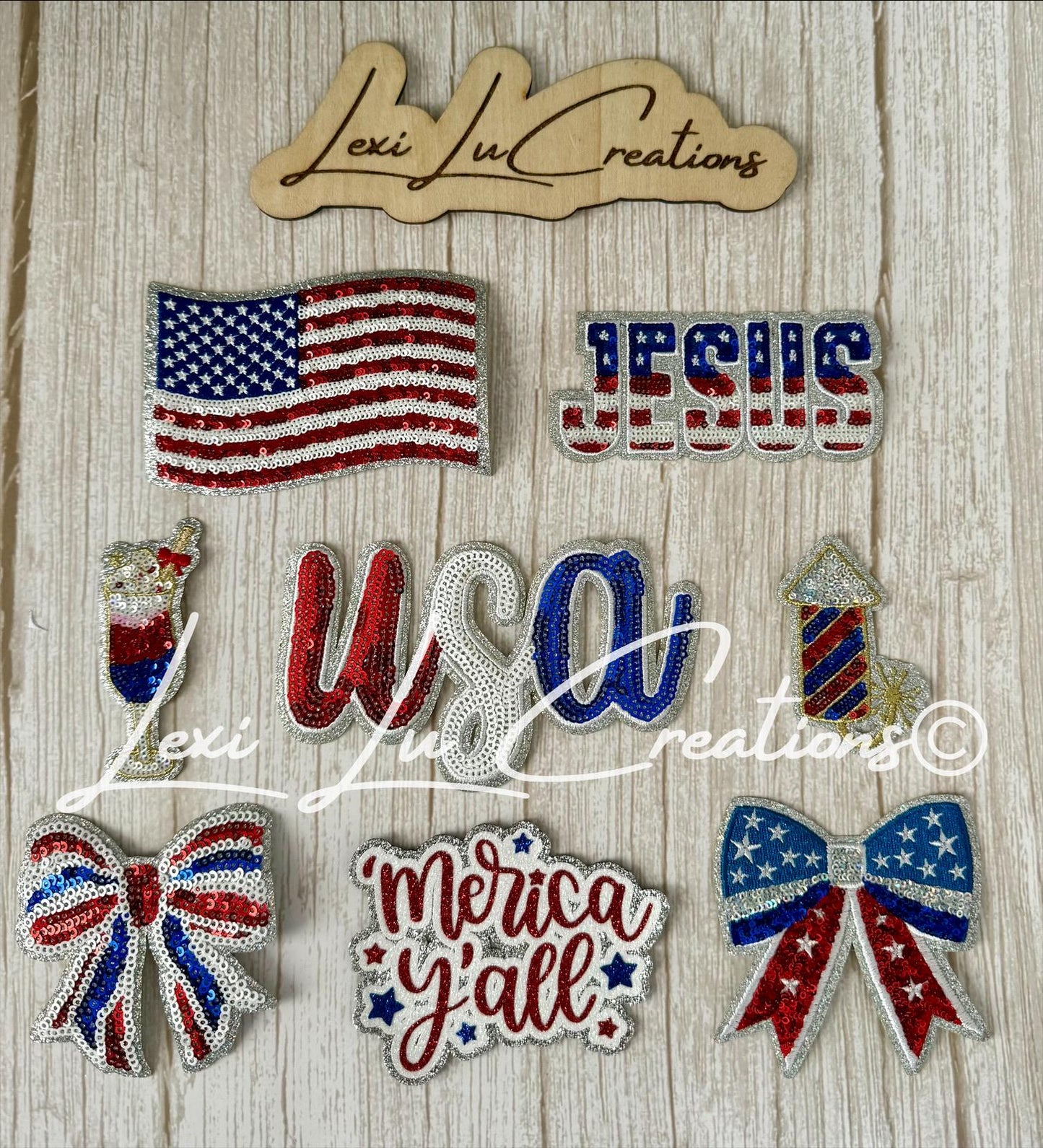 Red White and Blue Iron On Bow Hat Patch | Sequin and Embroidery Patch | 4th of July | USA | America | Flag Patch
