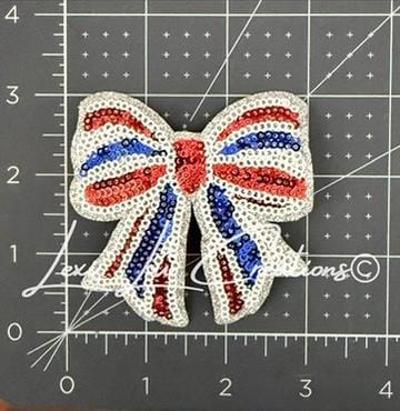Red White and Blue Bow Iron On Patch| Coquette Hat Patches | 4th of July Patch | USA | Sequin Patch