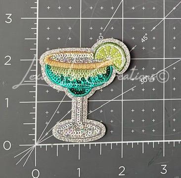 Sequin Margarita Patch | Glitter Cocktail Iron-On Patch | Fiesta Appliqué | Beach & Vacation Style