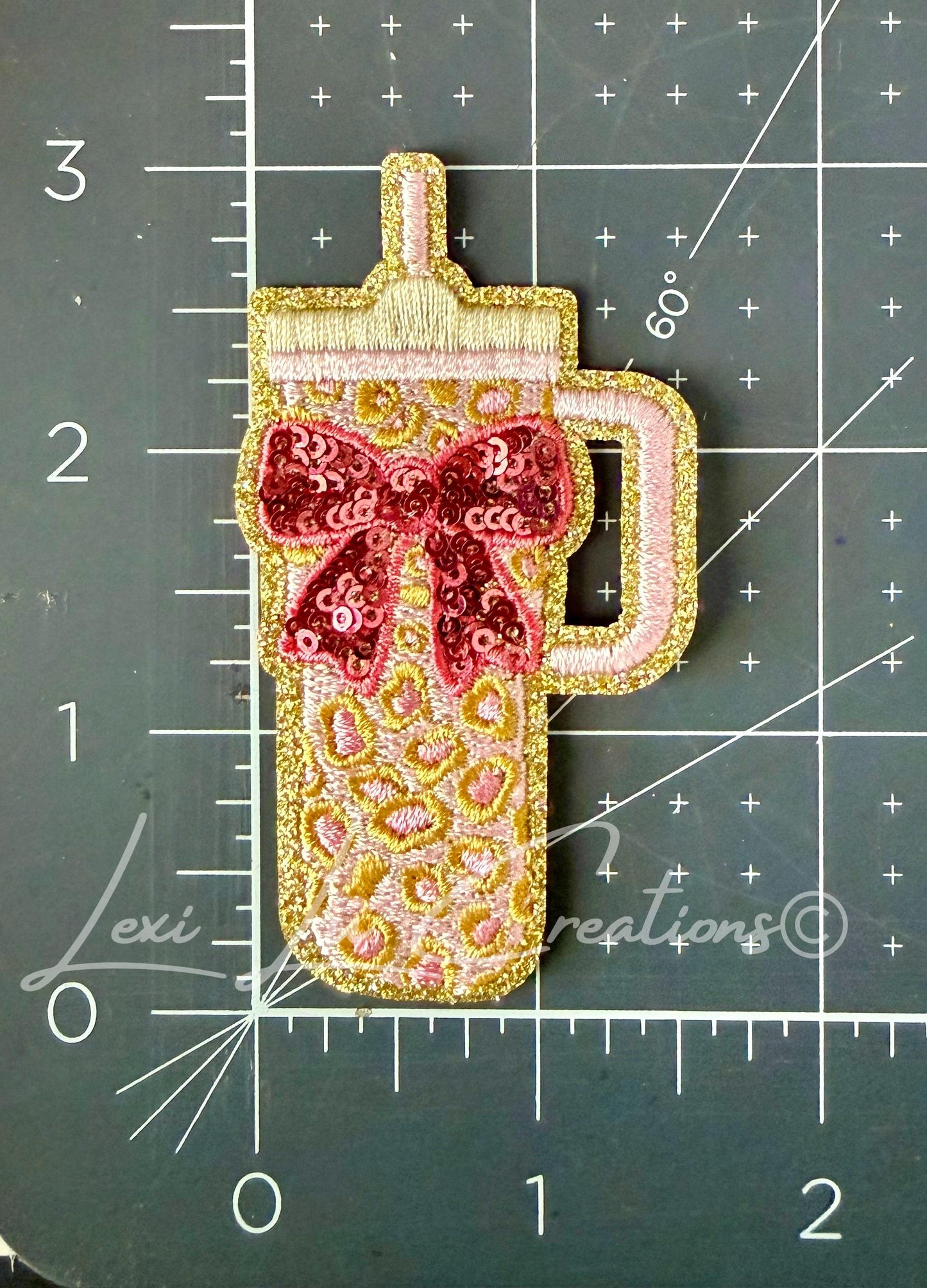 Pink Bow Leopard Tumbler Patch | Coquette Tumbler Patch | Pink Cheetah Cup Patch | Girly Drink Cup Applique | Iron On Patch