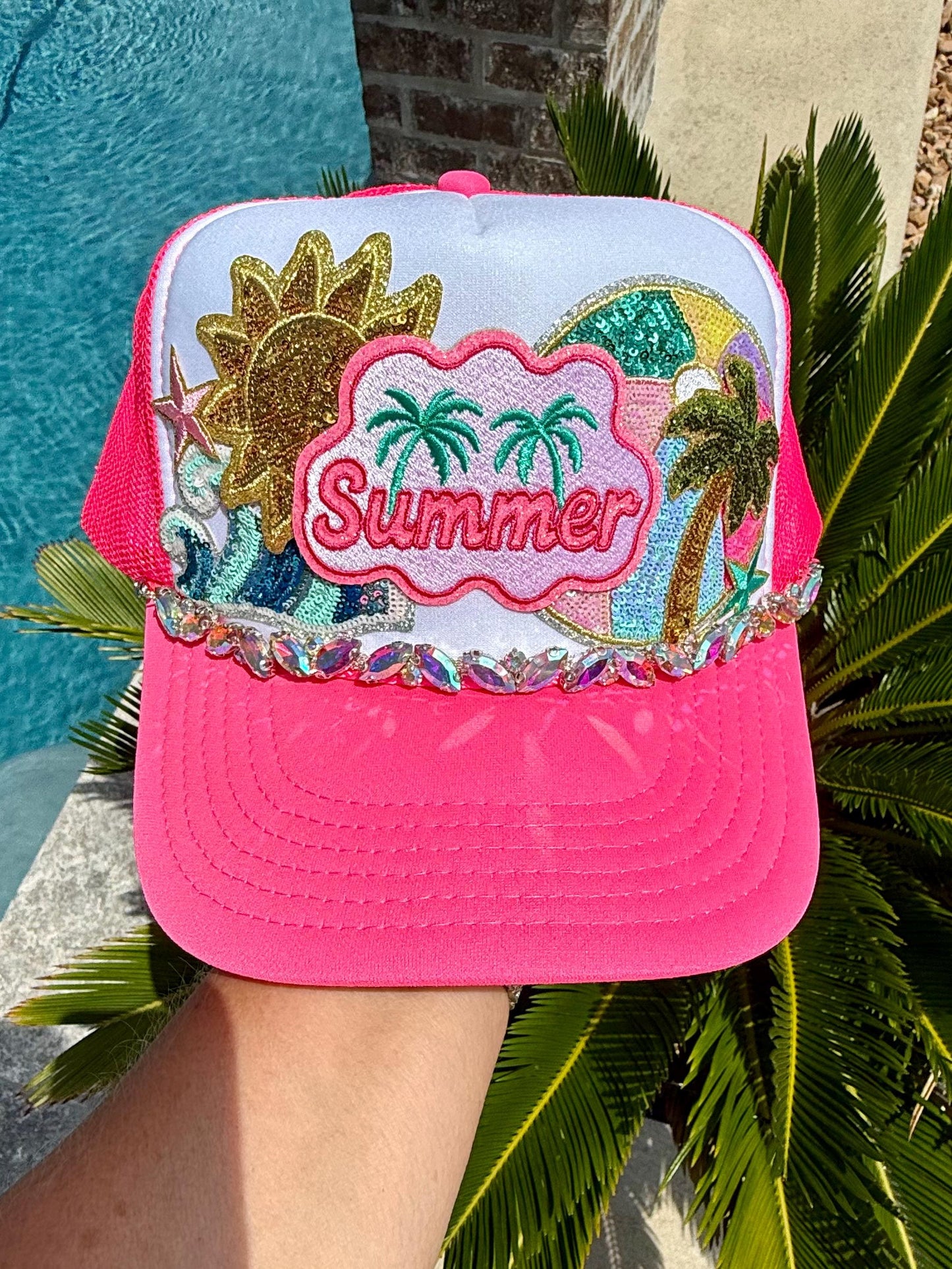 Summer Palm Tree Hat Patch | Tropical Hat Patch | Beach Hat Patch | Summer Patch Bar Patch | Trucker Hat Patch | Vacation Hat Patch