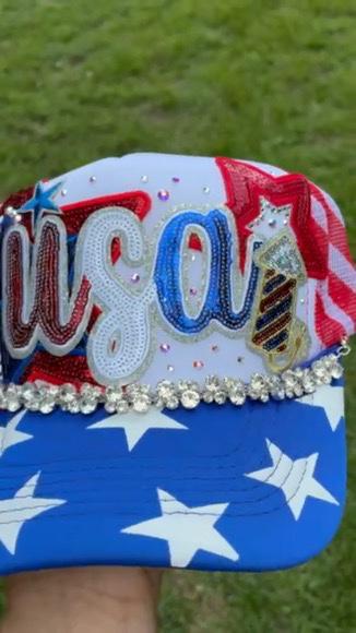Patriotic Trucker Hat | Red White & Blue Stars and Stripes Hat | Americana Foam Mesh Cap | Fourth of July Hat | USA Flag Hat