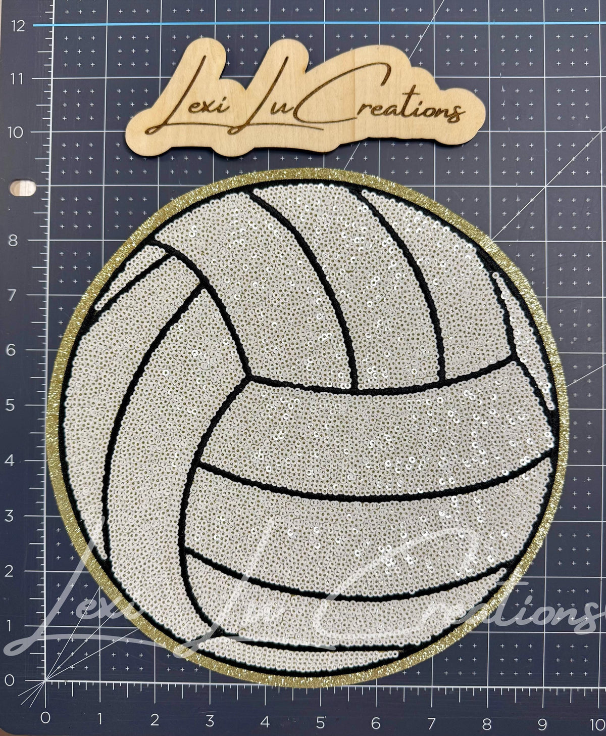 Volleyball Sequin Patch | Iridescent White & Gold Volleyball Iron On Patch | Game Day Shirt Patch