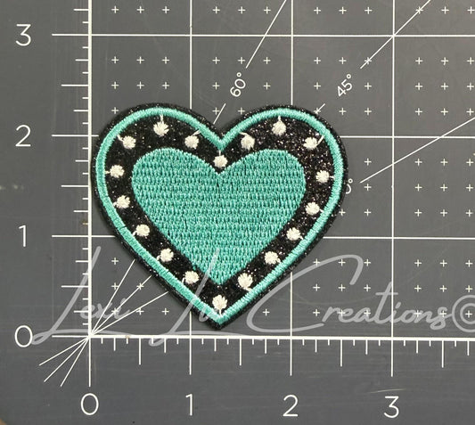 Western Heart Hat Patch | Teal Black Cowgirl Patch | Iron On or Velcro Patch
