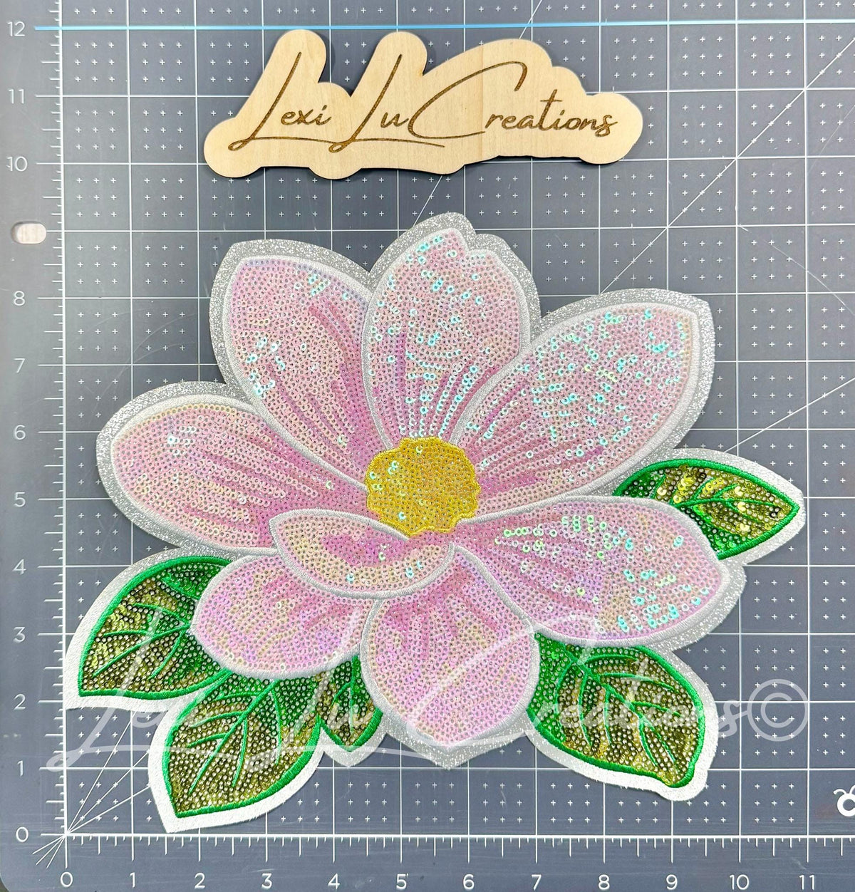 Magnolia Sequin Shirt Patch | Iridescent Floral Iron-On Patch | Southern Floral Iron-On Shirt Patch