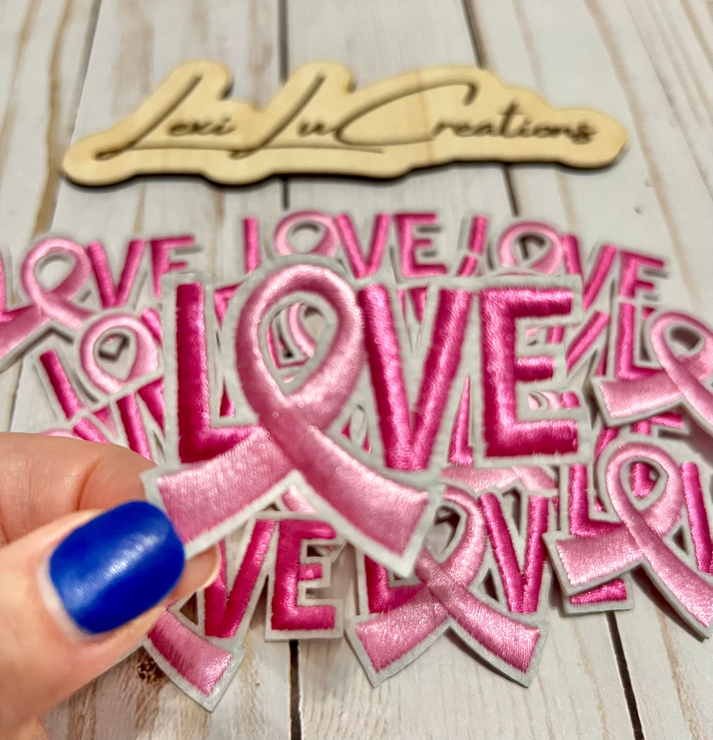 Love Breast Cancer Ribbon Hat Patch