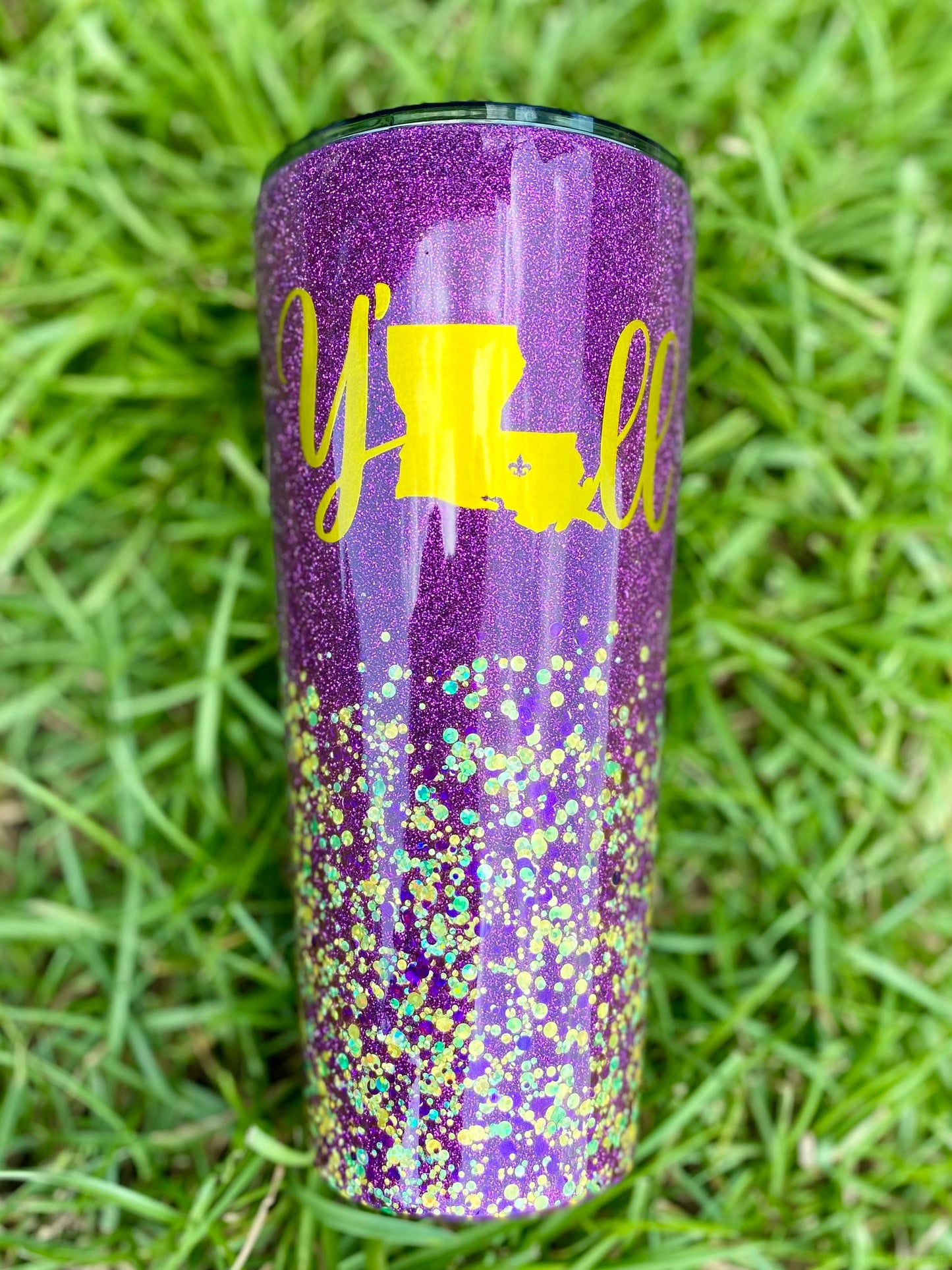 Y'all Mardi Gras Glitter Tumbler