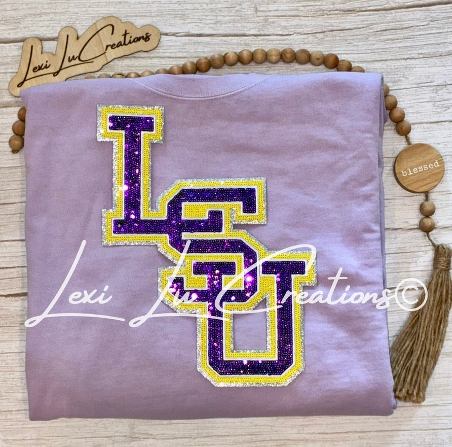 LSU Stacked Sequin Baseball Patch Only