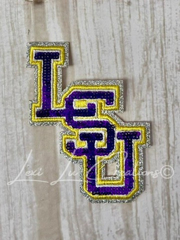 LSU Stacked Sequin Baseball Hat Patch Only