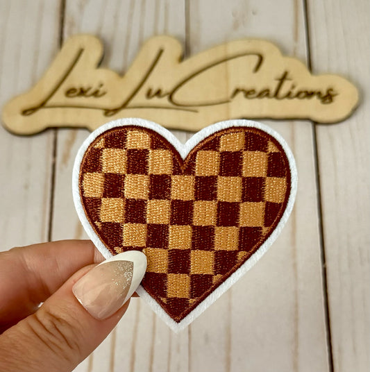 Brown Checkered Heart