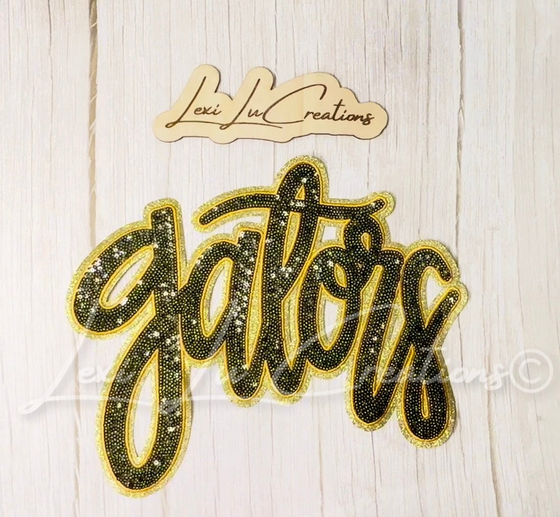 Gators Black & Gold Sequin Shirt Patch | Game Day Iron-On Patch