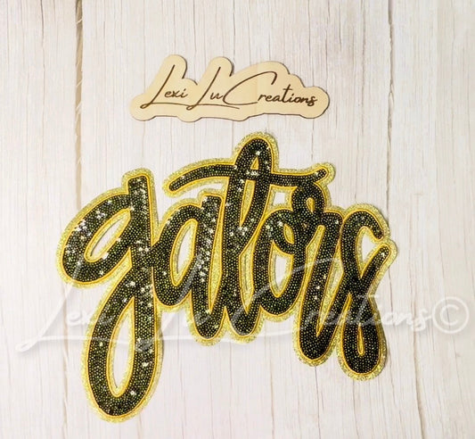 Gators Black & Gold Sequin Shirt Patch | Game Day Iron-On Patch