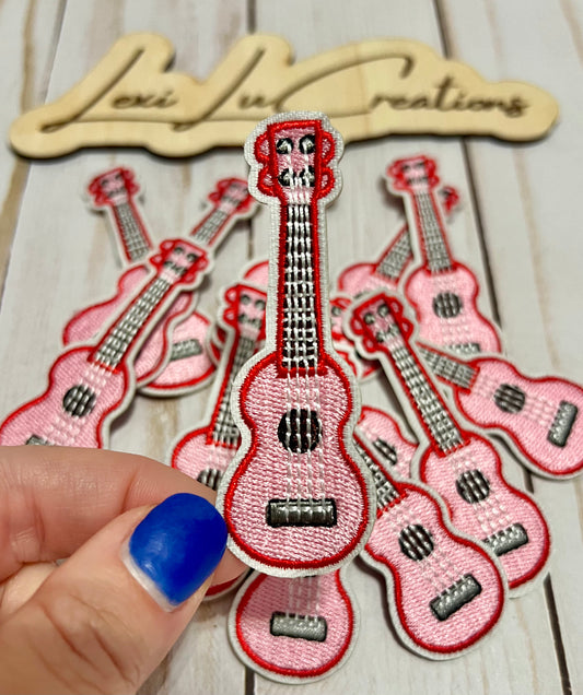 Pink Guitar Hat Patch