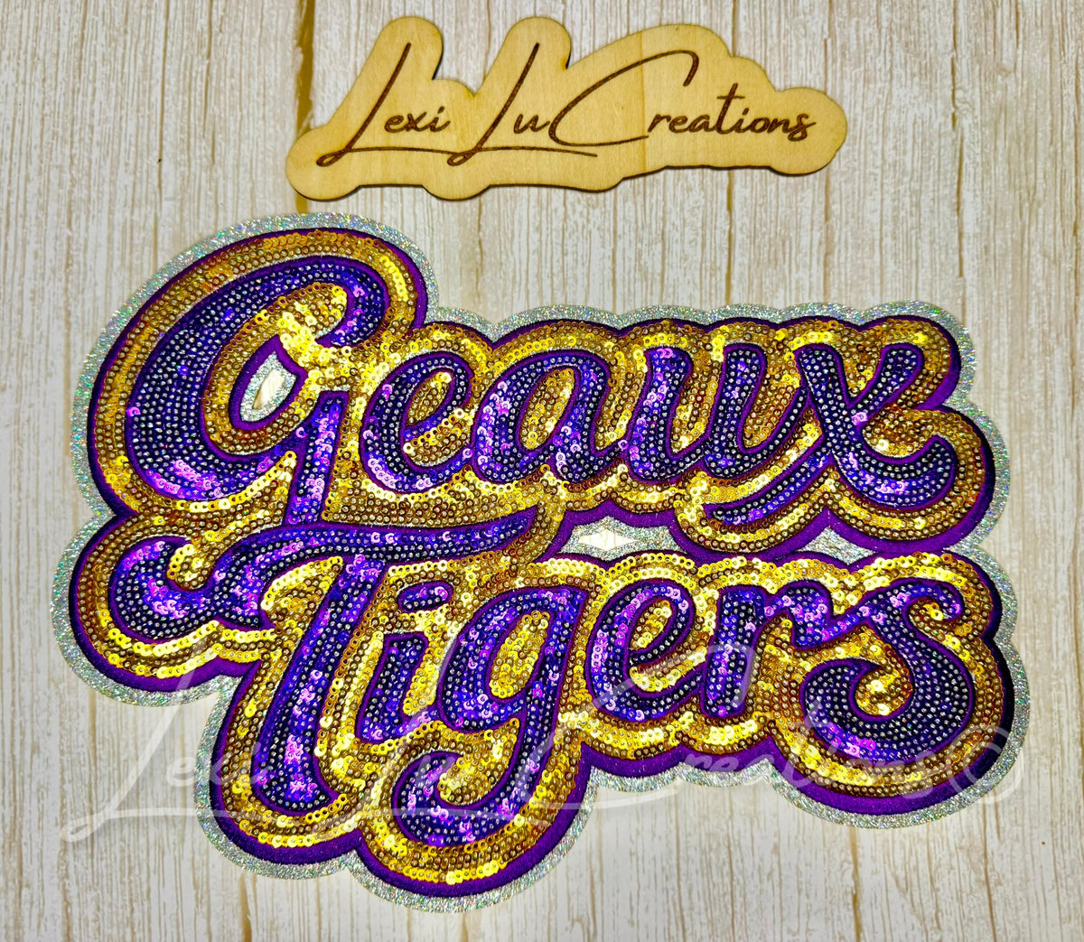 Geaux Tigers Purple & Gold Sequin Patch | Louisiana Game Day Iron-On Patch