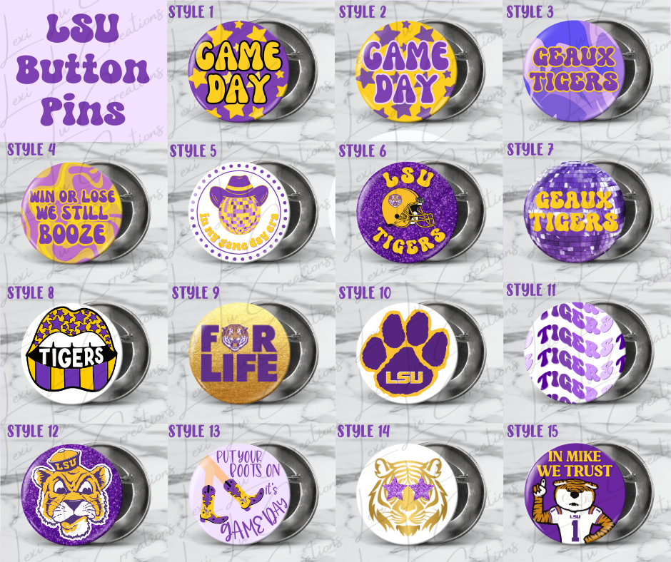 LSU Tigers Button Pins