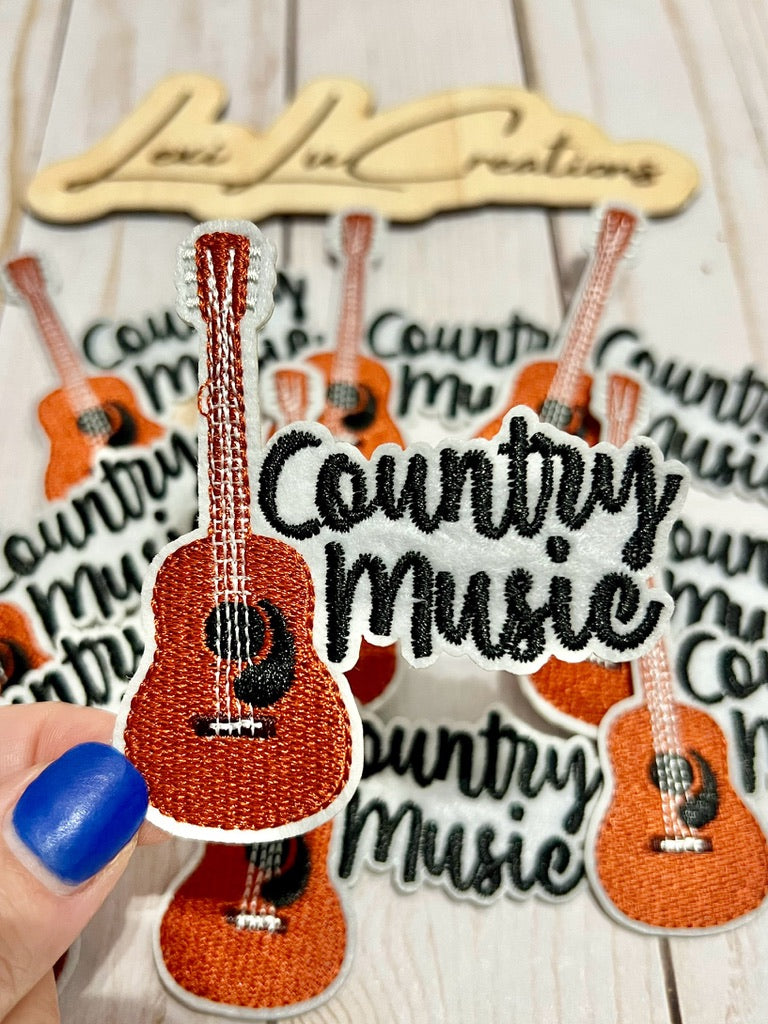 Country Music Guitar Hat Patch