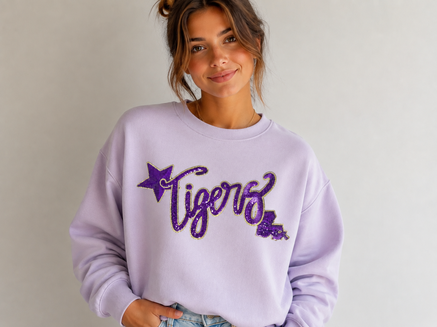 Purple & Gold Tigers Sequin Sweatshirt