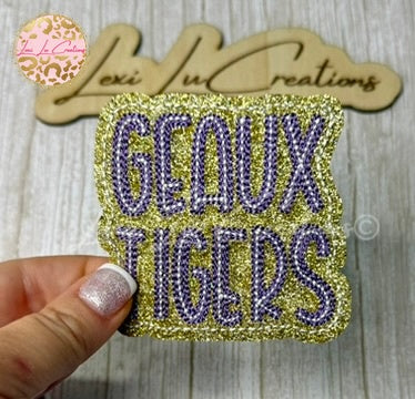 Geaux Tigers Purple & Gold Glitter Hat Patch | Game Day Iron-On Patch