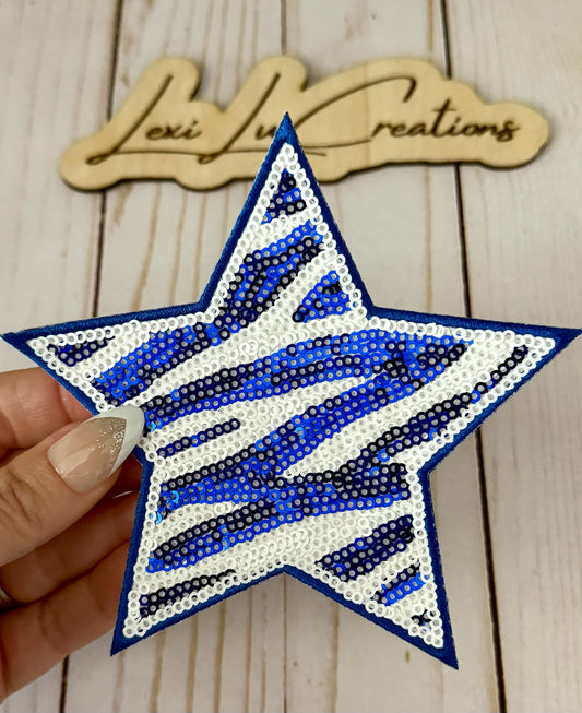 Sequin Blue Tiger Stripe Star Patch
