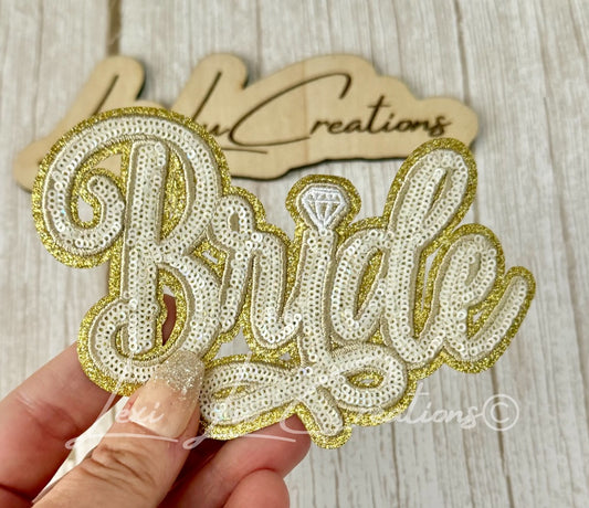 Bride Sequin Patch with Diamond Ring | Bridal Shower Patch | Bachelorette Party Patch | Wedding Patch | Bride-to-Be Patch