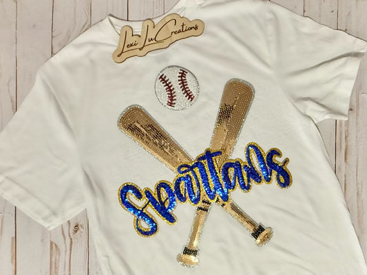 Spartans Baseball or Softball Sequin Patch Shirt