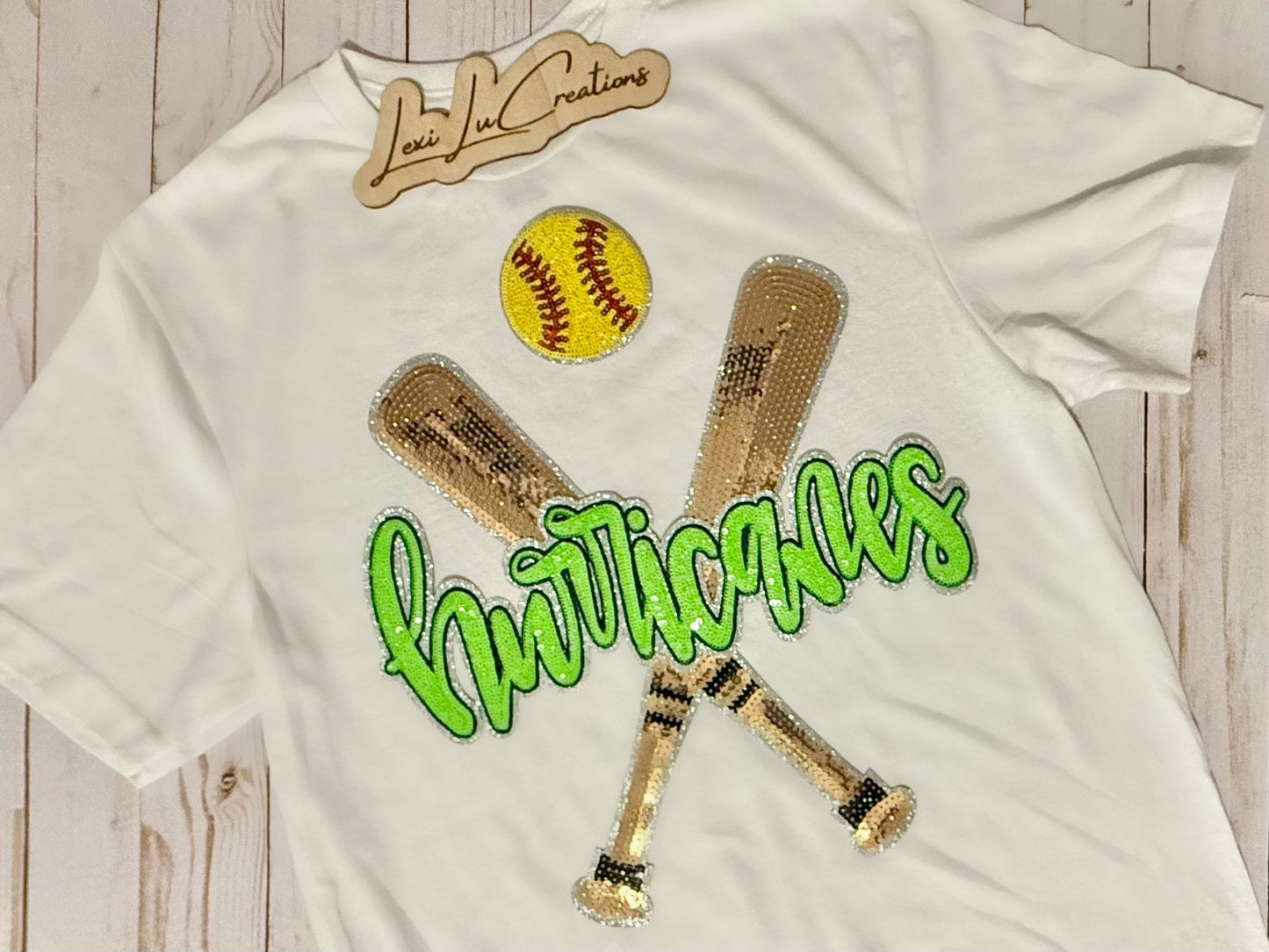 Hurricanes Baseball or Softball Sequin Patch Shirt
